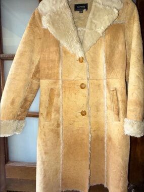 Express Women's Tan Shearling-Trim Coat